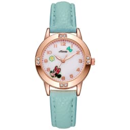Disney Children's Watches Kids Boys Girls Cute Cartoon Minnie Imitation Diamond Wristwatch Belt Student Quartz Watch Gift