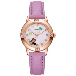 Disney Children's Watches Kids Boys Girls Cute Cartoon Minnie Imitation Diamond Wristwatch Belt Student Quartz Watch Gift