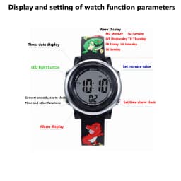 UTHAI C09 Kids Children Electronic Watches LED Cute Cartoon Dinosaur Alarm 30M Waterproof Luminous Boy Student Smart Watch Gift