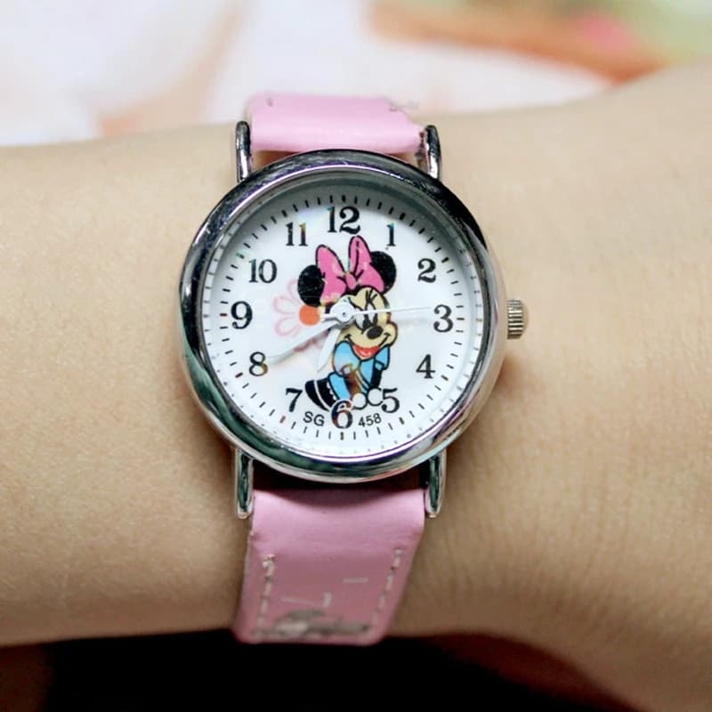 Disney Minnie student Cute Cartoon Girls Kids Quartz Watches 4-14 years old Children's Watch Lovely Fashion Girl Wristwatches