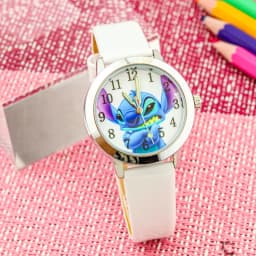Disney Stitch Children's Watches Cartoon PU Strap Analog Watch Kids Quartz Watches Boys Kids Gifts for Primary School Students