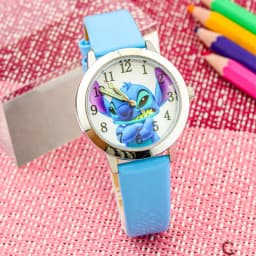 Disney Stitch Children's Watches Cartoon PU Strap Analog Watch Kids Quartz Watches Boys Kids Gifts for Primary School Students
