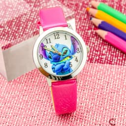 Disney Stitch Children's Watches Cartoon PU Strap Analog Watch Kids Quartz Watches Boys Kids Gifts for Primary School Students