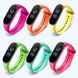 Waterproof Kids Sports Watch Children Smart Touch Screen LED Digital Watch Two Tone Silicone Strap Men Women Watch Student Clock