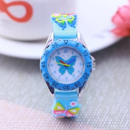 Children Boy Girl Learn Time Digital Quartz Watches Elementary School Student Cute Pink Butterfly Soft Strap Watches Kids Gifts