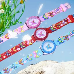 Children Boy Girl Learn Time Digital Quartz Watches Elementary School Student Cute Pink Butterfly Soft Strap Watches Kids Gifts
