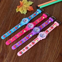 Children Cute 3D Strawberry Silicone Kids Watches for Boys Girls 3+ Soft Durable Band Safety Certified Perfect Gift Waterproof