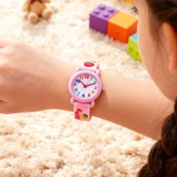 Children Cute 3D Strawberry Silicone Kids Watches for Boys Girls 3+ Soft Durable Band Safety Certified Perfect Gift Waterproof