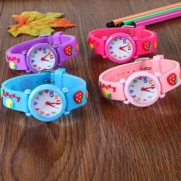 Children Cute 3D Strawberry Silicone Kids Watches for Boys Girls 3+ Soft Durable Band Safety Certified Perfect Gift Waterproof
