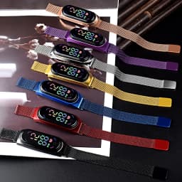 New Magnetic LED Electronic Watch, Student Sports Alloy Bracelet, Gift Children's Electronic Watch
