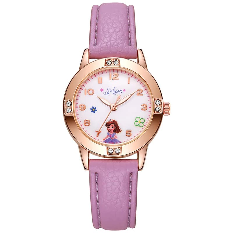 Disney Children's Watches Kids Boys Girls Cute Cartoon Sofia Princess Aisha Diamond Wristwatch Student Quartz Watch Gift