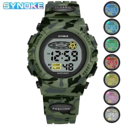 SYNOKE Student Sport Watch For Kids Colorful Electronic Watches Waterproof Clock Children Digital Watch For Boys Camouflage