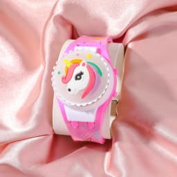 Fashion Flip Rotating Luminous Music Electronic Watch, Fashion Cartoon Cute Unicorn Watch, School Supplies Party Gift