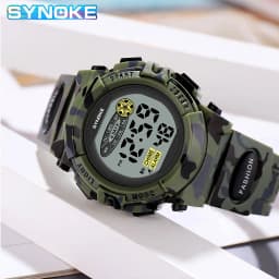 SYNOKE Student Sport Watch For Kids Colorful Electronic Watches Waterproof Clock Children Digital Watch For Boys Camouflage