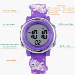 Children's Cartoon LED Electronic Watch 30M Waterproof Kids SmartWatch Pink Luminous Alarm Clock Sports Boys Girls Gift
