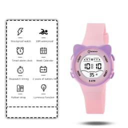 UTHAI DigitaWatch Girls and Boys Cute Meow Star Watches Kids Children Junior High School Waterproof Alarm Clock Electronic Watch