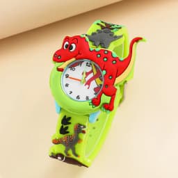 Cute Cartoon 3D Dinosaur Tyrannosaurus Rex Silicone Strap Children's Watch Kids Student Watch Baby Toy Birthday Gift