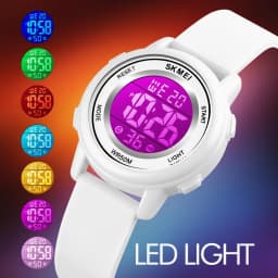 SKMEI  LED Light Digital Children Sport Watches Stopwatch Calendar Clock 5Bar Waterproof Kids Wristwatch For Boys Girls Gift