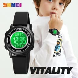 SKMEI  LED Light Digital Children Sport Watches Stopwatch Calendar Clock 5Bar Waterproof Kids Wristwatch For Boys Girls Gift