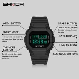SANDA 2107 Children Watch Men Waterproof Sport Watches Boy Girl Electronic Watch Relogio Masculino LED Lamp Display Wristwatc