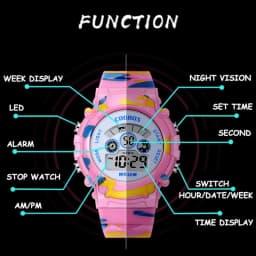 COOBOS Kids Digital Watch Camouflage Sports Wristwatch 30M Waterproof Multifunction LED Alarm Watch for Boys Girls Students