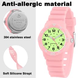 SOCICO New Children Watches for Girls Silicone Strap Round Quartz Kids Watch Boys Student Clock Gift Toys