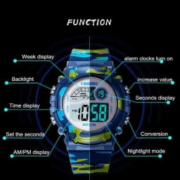 Sport Digital Watch for Kids Waterproof Luminous Children's Electronic LED Watch Fashion Multi-function Week Display Kids Watch
