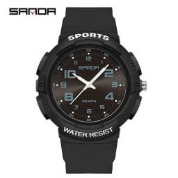 Sanda Trendy Design Soft Student Watch TPU Strap 50M Depth Waterproof Quartz Movement Children Fashion Sports Wrist Watch