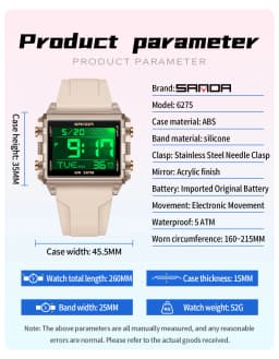 Fashion Mens Woman Digital Watches Waterproof Trend Rectangle Design Sports Watch For Men Women LED Backlight Male Wristwatch