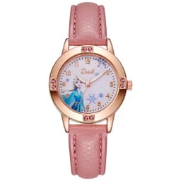 Cartoon Princess Girl Children's Fashion Watch Quartz Movement PU Leather Strap Female Student Watch Suitable for Children's Gif