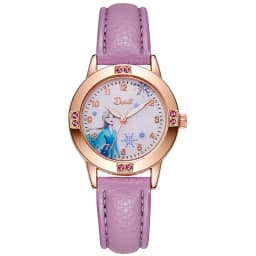 Cartoon Princess Girl Children's Fashion Watch Quartz Movement PU Leather Strap Female Student Watch Suitable for Children's Gif
