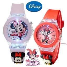 Disney Children's Fashion Cartoon Children's Watch with Colorful Lights Watch Cartoon Mickey Minnie Boys and Girls Fashion Watch