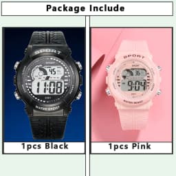 2pcs/Set Kids Electronic Watch Multifunction Sports Wristwatch LED Display Alarm Clock Watches for Boys Girls Students Gift