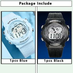 2pcs/Set Kids Electronic Watch Multifunction Sports Wristwatch LED Display Alarm Clock Watches for Boys Girls Students Gift