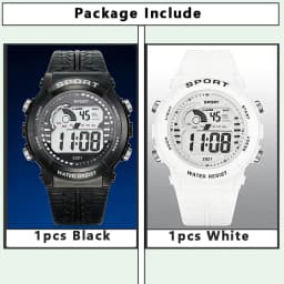 2pcs/Set Kids Electronic Watch Multifunction Sports Wristwatch LED Display Alarm Clock Watches for Boys Girls Students Gift