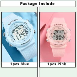 2pcs/Set Kids Electronic Watch Multifunction Sports Wristwatch LED Display Alarm Clock Watches for Boys Girls Students Gift