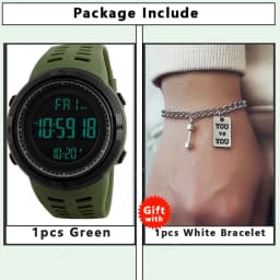 Men Digital Sports Watch Waterproof Casual Luminous Stopwatch Alarm Simple Army Watch for Running Climbing Fishing