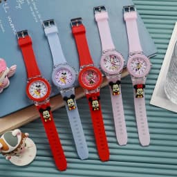 New Mickey Mouse Children Watches Cartoon Figure Doll Boys Girls Birthday Gifts Quartz Clock