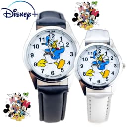 Disney Fashion Children's Watch Boys and Girls Quartz Watch PU Leather Strap Student Watch Birthday Gift