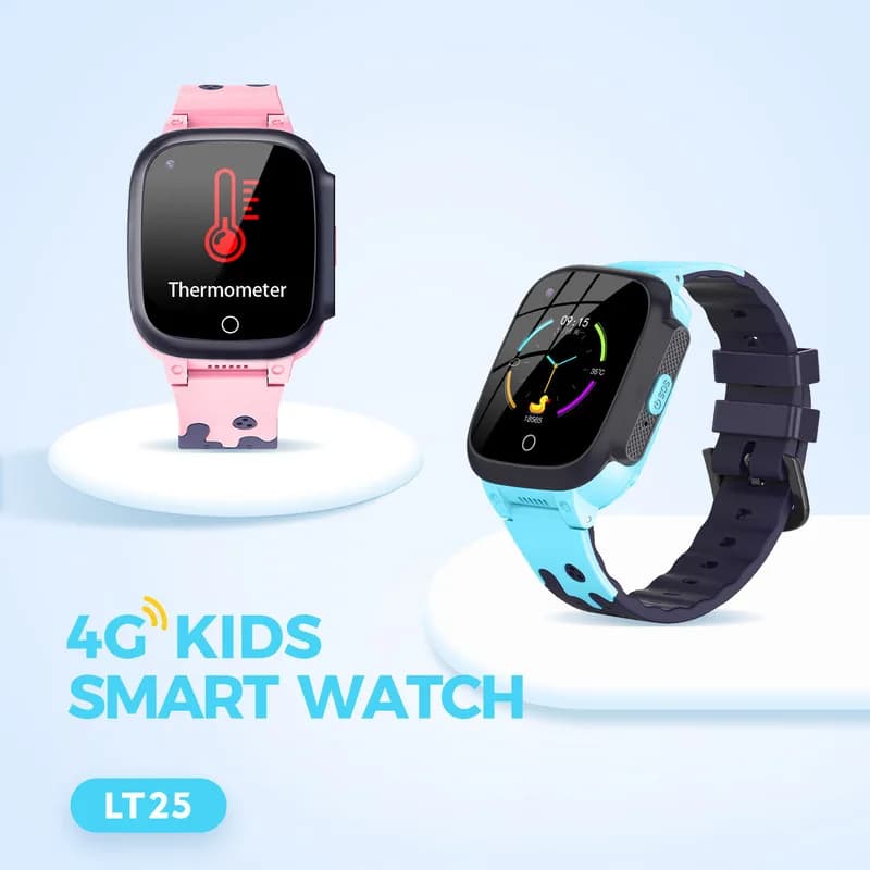LT25 Kids Smartwatch with Body Temp Sensor, 4G LTE GPS Tracker, Touchscreen Waterproof Phone Watch, SIM Card Enabled