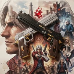 15inch PU Dante Pistol Devil May Cry 4 Anime Ebony Ivory DMC Cosplay Costume Prop DMC Gun Real Size Collection Display Toy Gift