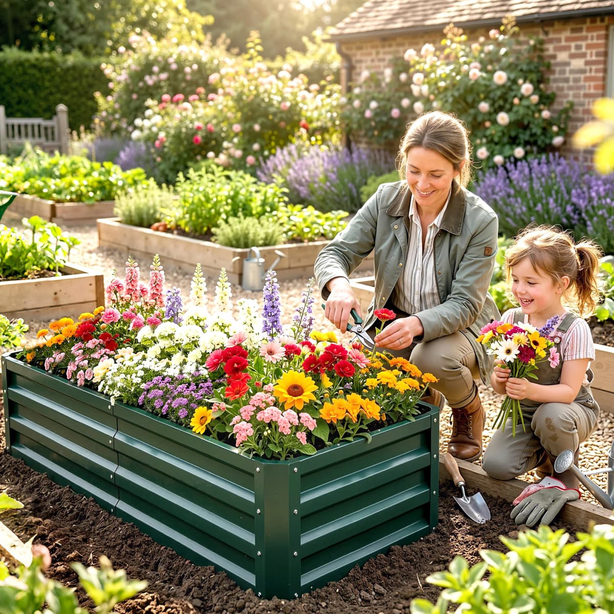 4' x 2' Raised Steel Garden Planter Bed for Vegetables, Herbs & Flowers, Grey