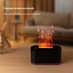 HOMEFISH Seven-Color Aromatherapy Machine Bedroom Essential Oil Lamp Wood Grain Flame Humidifier Desktop Cracke New Style