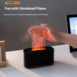 HOMEFISH Seven-Color Aromatherapy Machine Bedroom Essential Oil Lamp Wood Grain Flame Humidifier Desktop Cracke New Style