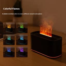 HOMEFISH Seven-Color Aromatherapy Machine Bedroom Essential Oil Lamp Wood Grain Flame Humidifier Desktop Cracke New Style