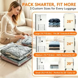 Vacuum Storage Bags for Travel and Home with Electric Pump, 3 Sizes Compression Space Saver Packing Bags for Luggage Suitcase