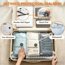 Vacuum Storage Bags for Travel and Home with Electric Pump, 3 Sizes Compression Space Saver Packing Bags for Luggage Suitcase