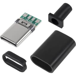 10 Pack USB C Connector - USB 3.1 Male Plug Port Type C Connector for Cable Repair - Solder Adapter with PCB Board black