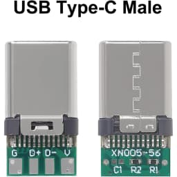 10 Pack USB C Connector - USB 3.1 Male Plug Port Type C Connector for Cable Repair - Solder Adapter with PCB Board black