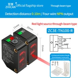 ZHICAN ZC3E Laser Photoelectric Sensor Background Suppression Adjustable Distance Object Detection Switch